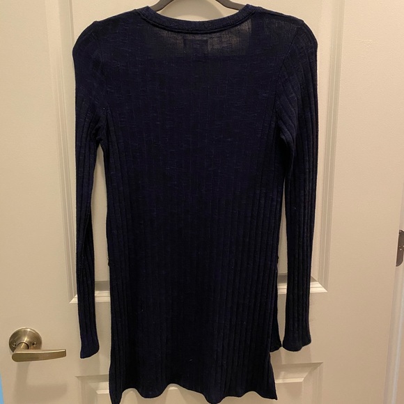 Ribbed Navy Blue Tunic Top - Picture 2 of 3